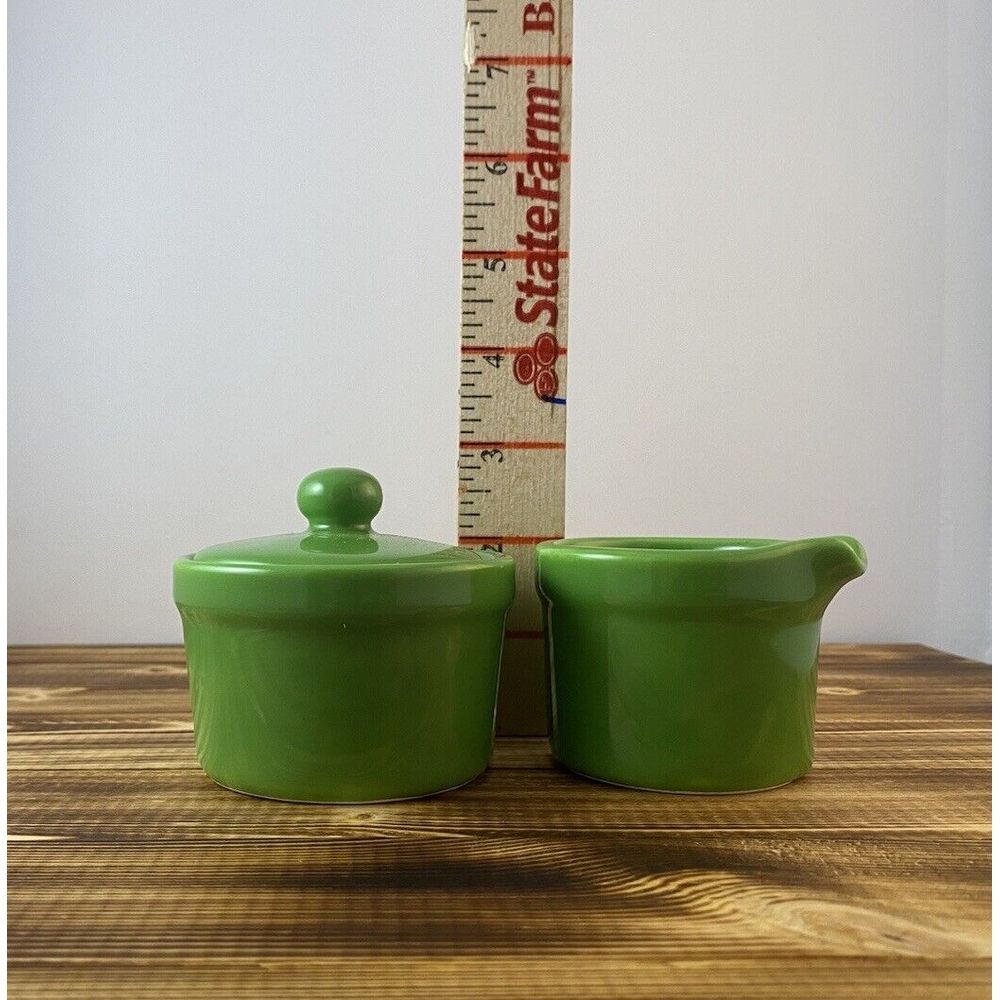 Fitz and Floyd Vintage Kelly Green Sugar and Creamer Set‎ With Lid - Picture 2 of 9